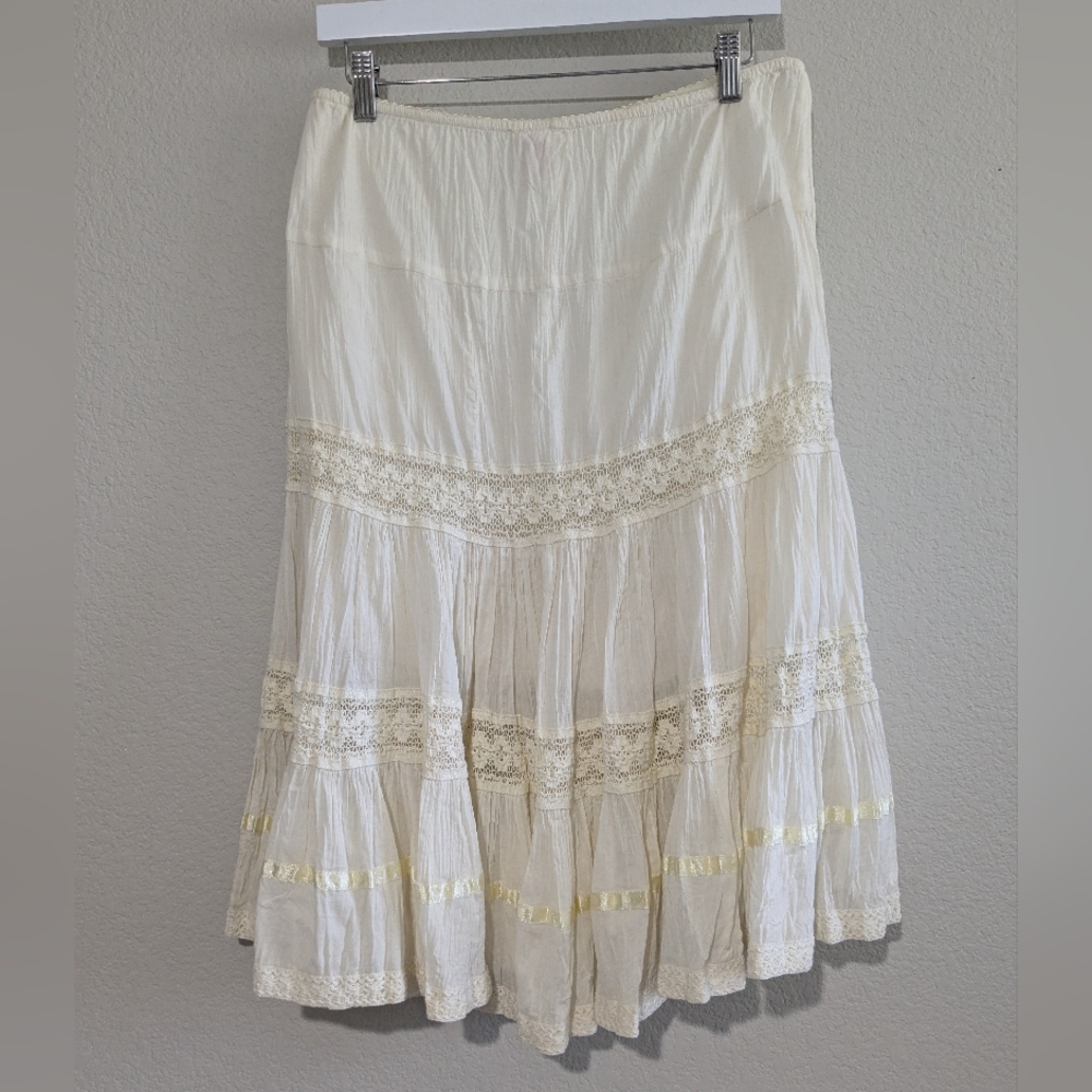 Vintage Frederick's Of Hollywood Tiered Lace Slip Skirt XS Ivory - Picture 8 of 16